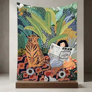 Tapestry Wall Hanging Polyester Fabric Bohemian Artistic Illustration Tropical Plant Animal Patterns Home Decor