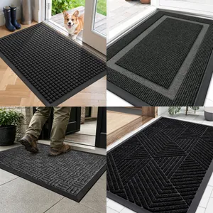 Selection of heavy-duty outdoor rubber doormats with multiple non-slip decorative textures