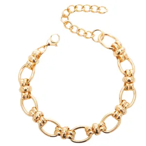 Bracelet à maillons épais plaqué or à la mode avec fermoir mousqueton réglable