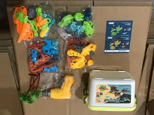 Jeu de blocs de construction de dinosaures DIY avec perceuse électrique et boîte