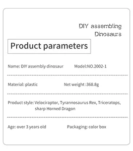 Paramètres détaillés du produit pour jouet dinosaure DIY avec matériau et âge