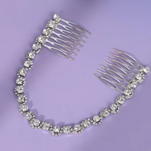 Elegant bridal hair comb with sparkly rhinestone chain for wedding bridal hairstyles