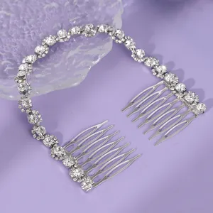 Elegant sparkling silver rhinestone bridal hair comb accessory for wedding hairstyles