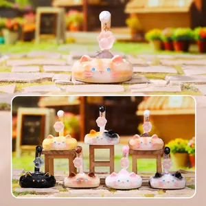 Lot de 7 décorations de bureau chat rotatives mignonnes, dont 1 style caché