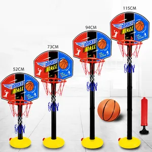 Detail showing the four adjustable heights of the kids' indoor basketball hoop set.