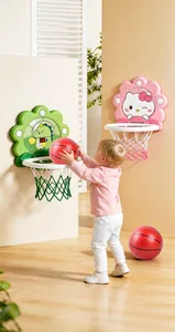 Cartoon indoor kids basketball hoop set with height adjustable dinosaur backboard