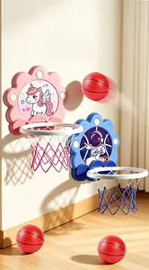 Detail view of indoor cartoon basketball hoop set for children with mini balls