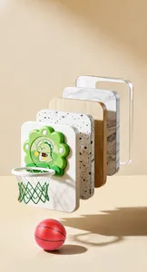Detail showing children's indoor basketball hoop mounted on various wall surfaces