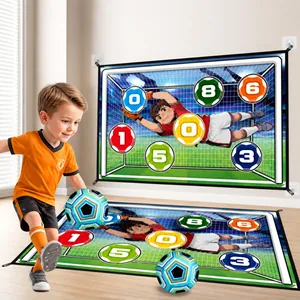 Indoor children's sticky ball soccer target mat game with vibrant cartoon graphics
