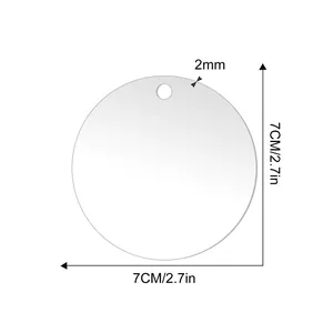 Disco acrilico trasparente da 7cm con foro per decorazioni natalizie DIY, spessore 2mm.