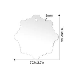 Decorazione natalizia a fiocco di neve in acrilico trasparente 7cm, 2mm spessore