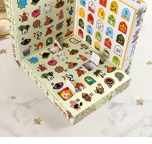 Close-up detail of Eid Mubarak advent calendar surprise box with 30 gift compartments