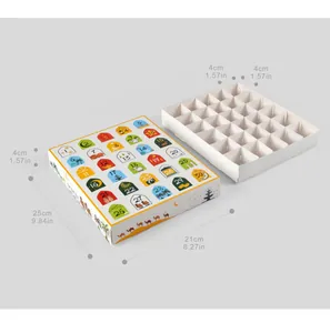 Detail view of 30-grid Star and Moon festival surprise box showing internal structure and dimensions