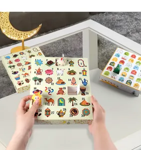 Detailed view of Eid Mubarak advent calendar box with numbered surprise windows