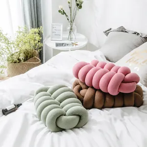 Handmade Braided Knot Pillow Soft Plush Cushion For Lumbar Support Home Office Decor Modern Simple Style