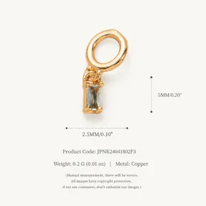 Exquisite blue zircon December birthstone pendant in 18K gold plated copper with measurements