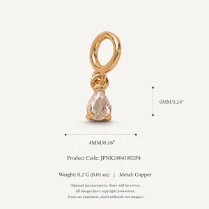 Elegant pear-shaped clear zircon drop pendant in 18K gold-plated copper finish