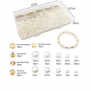 DIY Jewelry Making Kit Faux Artificial Pearl Gold CCB Spacer Beads Star Heart Shape For Bracelet Necklace Craft With Storage