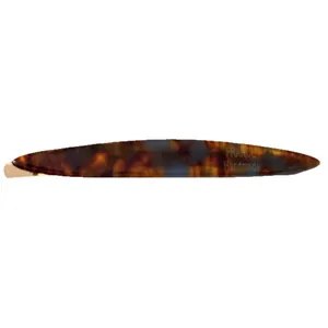 Barrette fine en forme de feuille de saule avec motif écaille de tortue marron