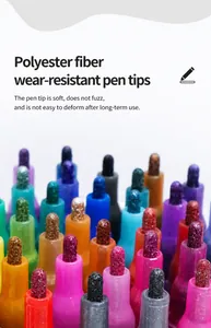 Close-up detail of durable polyester fiber nibs for colorful double line outline pens