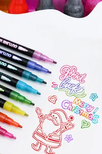 Detailed view of 48 colors double line outline pens with glitter ink for DIY card making