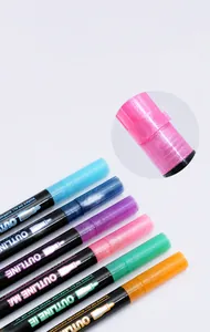 Detailed close-up showing the anti-roll feature and shimmering caps of outline markers.