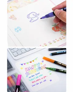 Detail of 48-color outline markers used for creative journaling and personalized birthday cards.