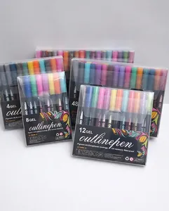 Detail view showing sets of 8, 12, 24, and 48 glitter double-line outline pens
