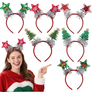 Festliche Weihnachts-Haarreifen-Set mit Sternen und Bäumen mit Silberlametta-Dekor