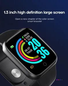 Nahaufnahme eines 1,3-Zoll-HD-Farbbildschirm-Smart-Armbands mit schwarzem Silikonarmband