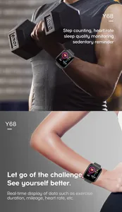 Y68 Smart Fitness Tracker Uhr für Damen und Herren mit Herzfrequenz- und Schlafüberwachung