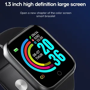 Schwarzes Y68 D20 Smart Armband mit einem hochauflösenden 1,3-Zoll-Farbbildschirm-Display