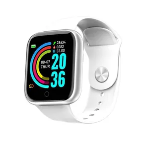 Professionelle Y68 D20 Smartwatch Fitness-Tracker mit weißem Silikonarmband und Farbdisplay