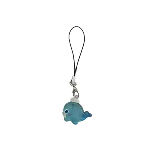 Cute translucent blue whale phone strap charm for cameras and bags