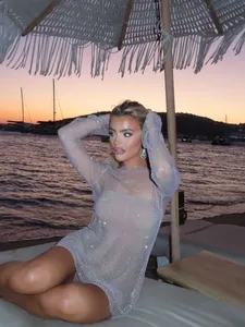 Robe de soirée sexy en résille avec strass scintillants pour femme style chic et brillant
