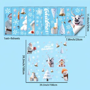 Christmas window static stickers set with Santa and reindeer layout dimensions