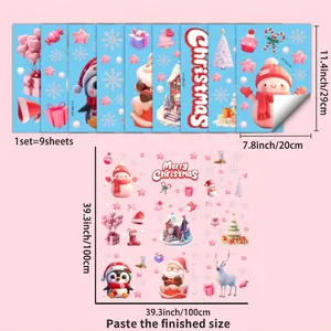 Christmas static window stickers set with Santa and Snowman layout dimensions