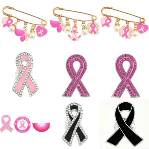Elegante Satijnen Lint Broche Pin Met Imitatieparel Camellia Bloem Legering Strass Bewustzijn Broches Voor Vrouwen Sieraden