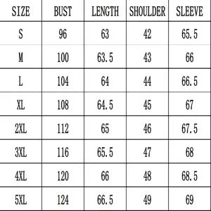 Tableau des tailles détaillé pour pull en maille femme avec buste et longueur