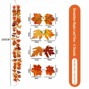 Details van de kunstmatige esdoornblad slinger van 200cm voor herfst woondecoratie