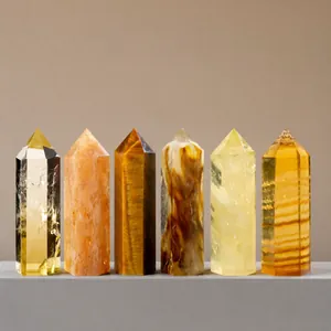 Natural Crystal Wand Single Point Hexagonal Column Quartz Stone Decor For Home Office Energy Healing Meditation Gift Crystal Point Ornament