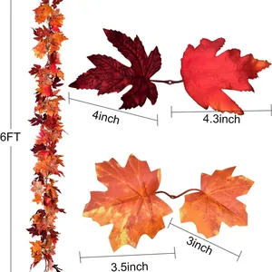 Kunstmatige herfst esdoornblad slinger voor Thanksgiving oogst festival decoratie