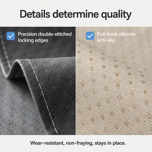 Detailed view of sofa mat featuring double-line stitching and non-slip silicone backing