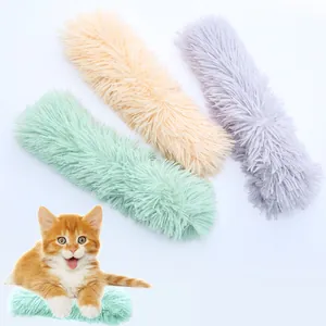 Long Plush Cat Pillow Toy With Catnip And Crinkle Paper Strip Shape Bite Resistant Self Entertainment Indoor Cat