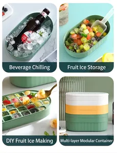 Detail view of multi-layer ice cube mold for fruit ice DIY and chilled beverage storage