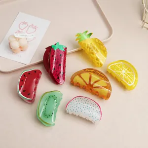 Colorful creative fruit shaped acrylic hair claw clips set for women and girls