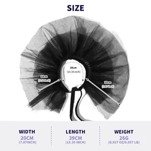 Detailed dimensions of black mesh theatrical collar with weight and size specifications