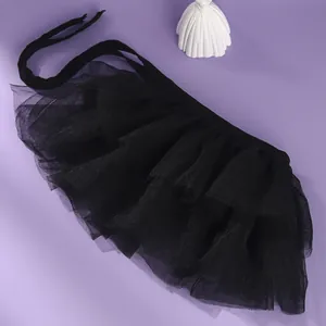 Dark black ruffled mesh neck collar accessory for Victorian style or Halloween costumes