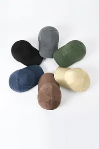 Close-up of multi-colored washed cotton baseball caps featuring skin-friendly breathable fabric