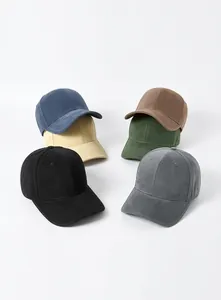 Detail of washed baseball caps with a 21cm widened brim for enhanced sun protection